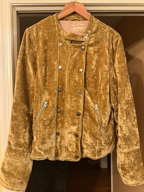 We The Free Crushed Velvet Moto Jacket in Mustard Gold ((Vintage))